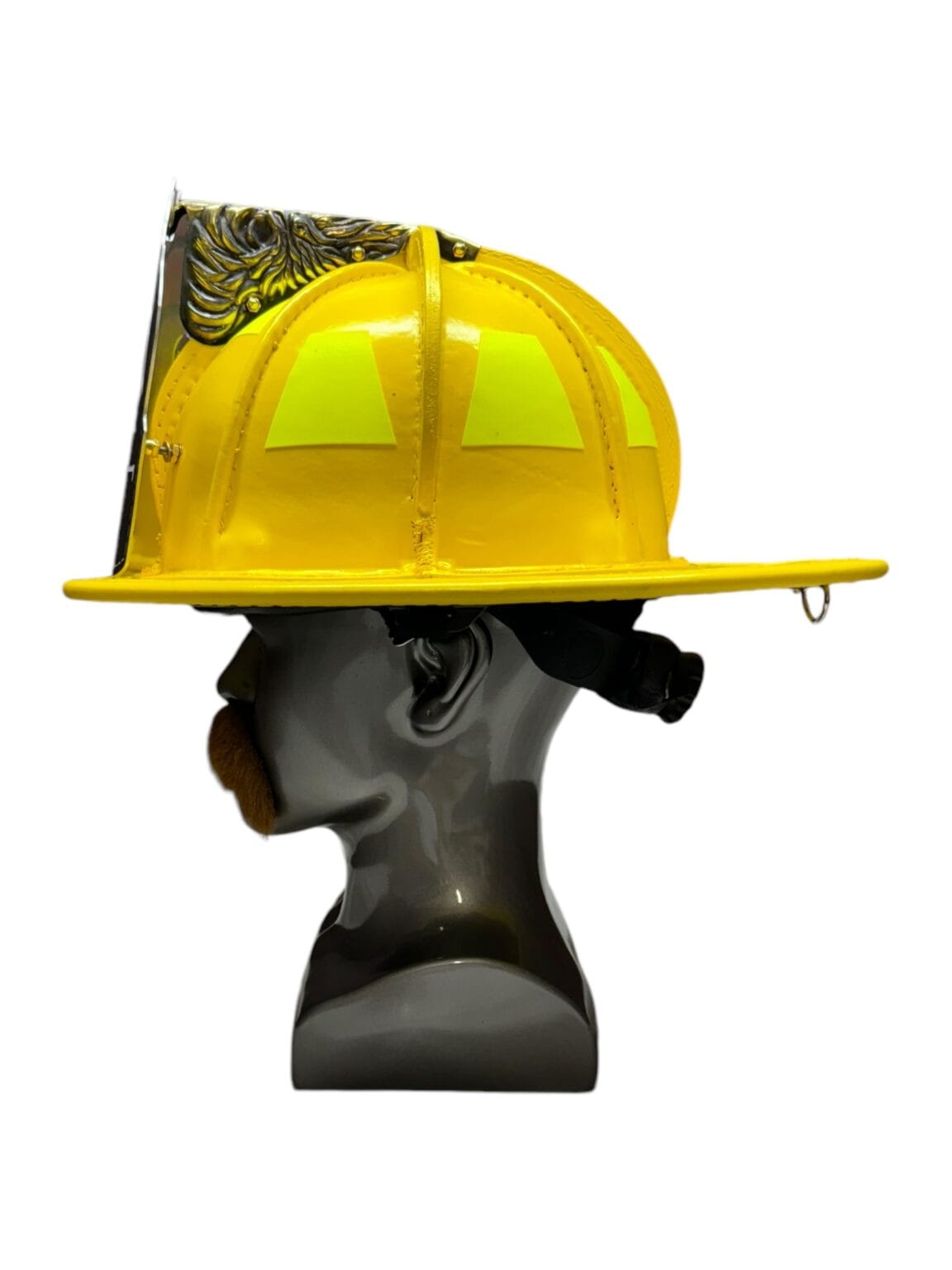 yellow leather fire helmet